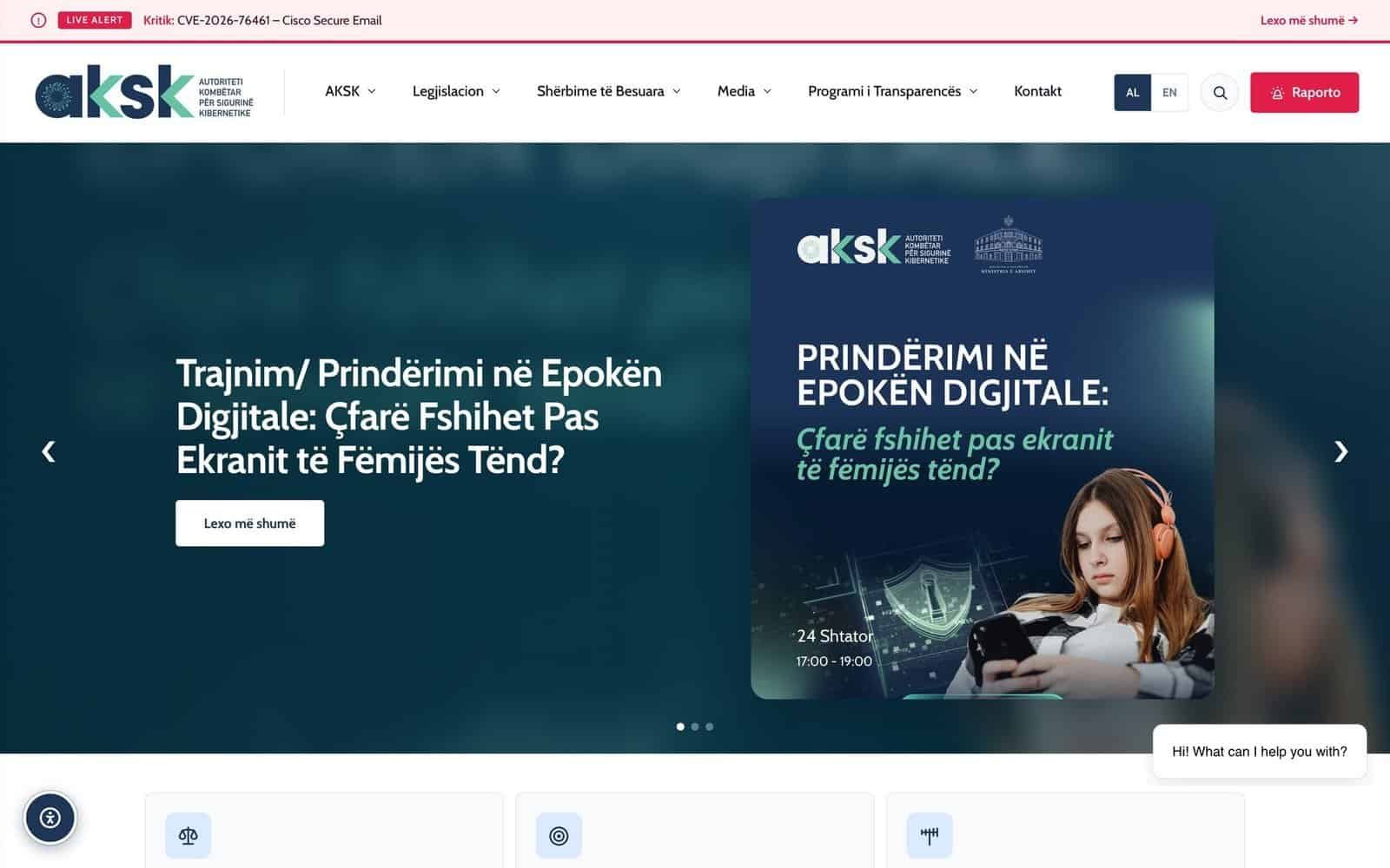 The new aksk.gov.al homepage